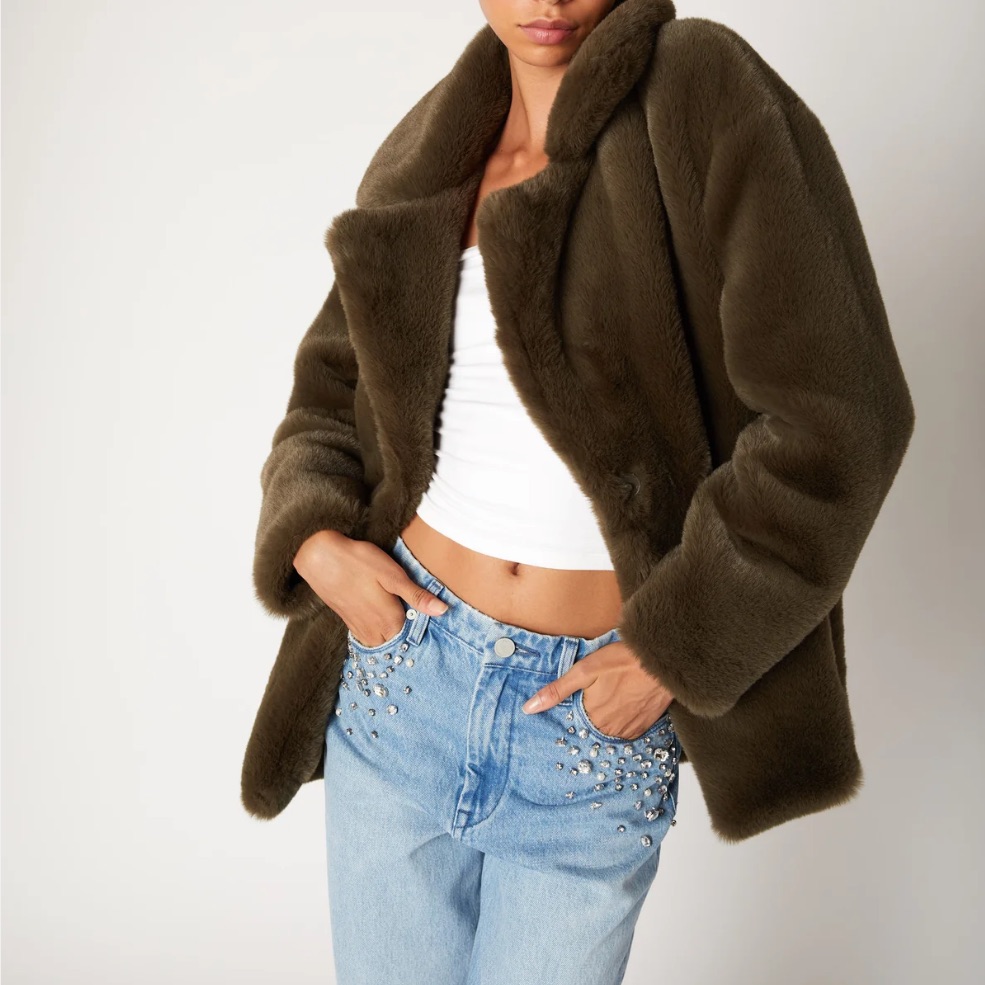 Blank Nyc Dark Brown Teddy Jacket